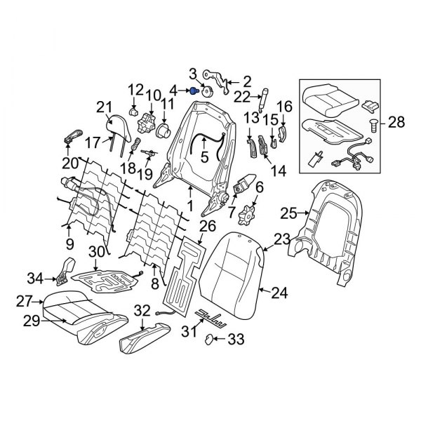 Seat Back Recliner Adjustment Handle Bolt