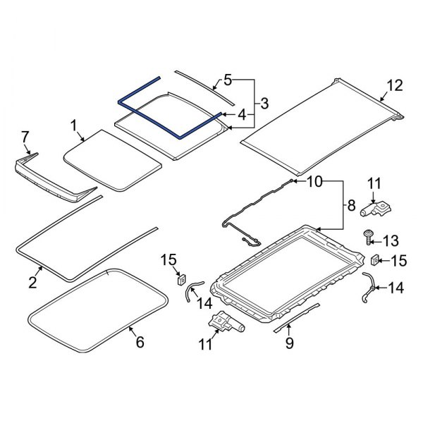 Volvo OE 32342701 Rear Sunroof Seal