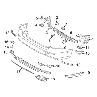 Volvo OE - Rear Bumper - Bumper & Components (With Integrated Pipes Trim & Brackets)