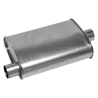 Walker® - Steel Oval Installer Turbo Aluminized Exhaust Muffler (2.25" Offset ID, 2.25" Center OD, 14" Length)