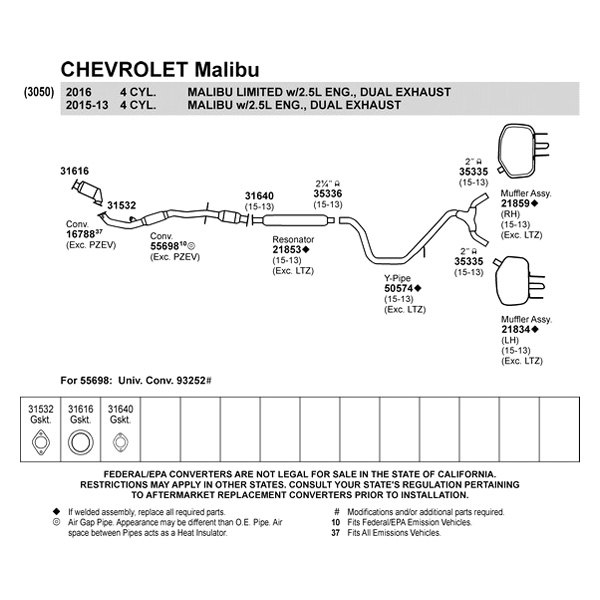 Walker® 50574 - Aluminized Steel Exhaust Y-Pipe