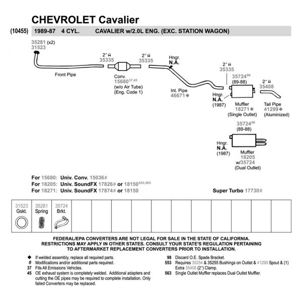 1988-1991 Oldsmobile Cutlass Calais 2.3L 2.5L L4 Walker SoundFX Exhaust Muffler - Mufflers - View #10