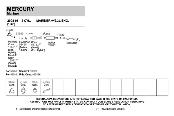 Walker® 31369 - Fiber and Metal Laminate 3-Bolt Exhaust Manifold