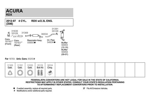 Walker® 31369 - Fiber and Metal Laminate 3-Bolt Exhaust Manifold