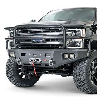 WARN® - Ascent HD Full Width Black Front Winch HD Bumper with Brush Guard