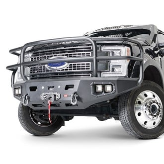 WARN® - Ascent HD Full Width Black Front Winch HD Bumper with Brush Guard