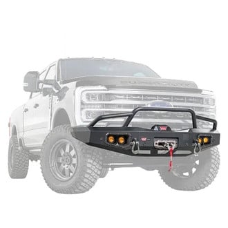WARN® - Ascent Full Width Black Front Winch HD Bumper with Pre-Runner