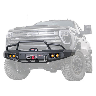 WARN® - Ascent Full Width Black Front Winch HD Bumper with Pre-Runner