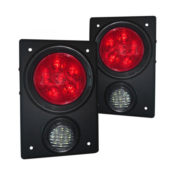 Warrior® - 9x6" Black/Red Rectangular LED Tail Lights