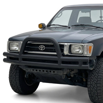 Warrior® - Full Width Black Powder Coated Front Tubular Bumper with Hoop