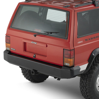 Warrior® - Rock Crawler Full Width Black Powder Coated Rear HD Bumper with Light Duty Receiver Hitch
