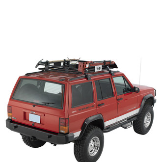 Warrior® - Rock Crawler Full Width Black Powder Coated Rear HD Bumper with Light Duty Receiver Hitch