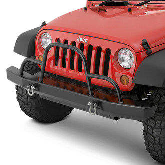 Warrior® - Rock Crawler Full Width Black Powder Coated Front HD Bumper with Grille Guard