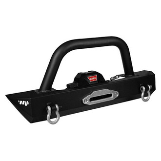 Warrior® - Rock Crawler Stubby Black Powder Coated Front Winch HD Bumper with Hoop