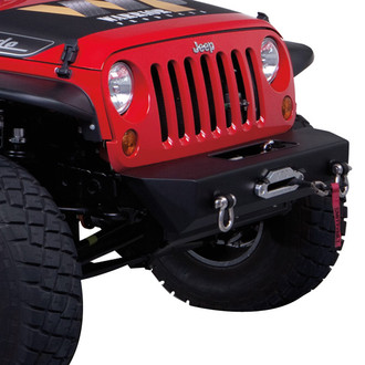 Warrior® - Rock Crawler Stubby Black Powder Coated Front Winch HD Bumper
