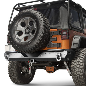 Warrior® - MOD Series Full Width Black Powder Coated Rear HD Bumper with Step