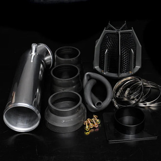 Weapon-R® - Dragon Aluminum Polished Short Ram Air Intake System with Black Filter and Black Plug MAF