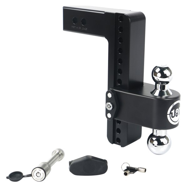 Weigh Safe® - 180 Hitch Adjustable Dual Ball Mount 10"Drop with Keyed Alike Key Lock and Hitch Pin, 8000 lb GWT / 18500 lb GWT