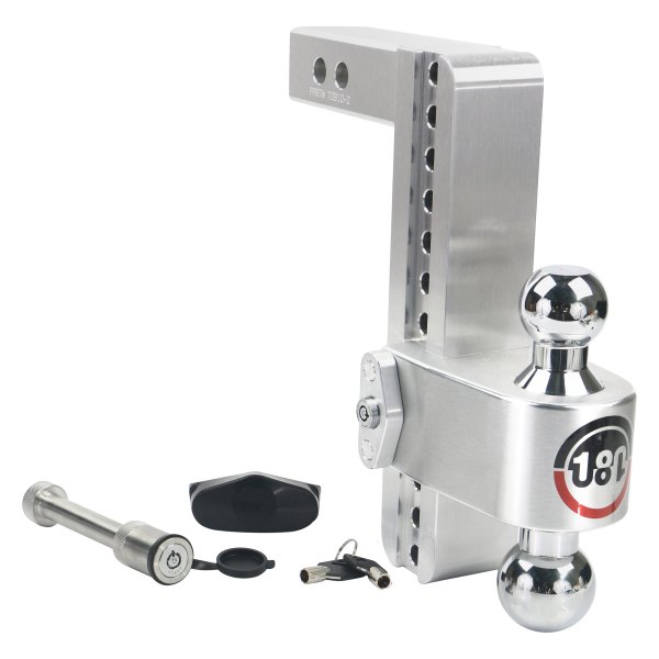 Weigh Safe® - 180 Hitch Adjustable Dual Ball Mount 10"Drop with Keyed Alike Key Lock and Hitch Pin, 8000 lb GWT / 12500 lb GWT