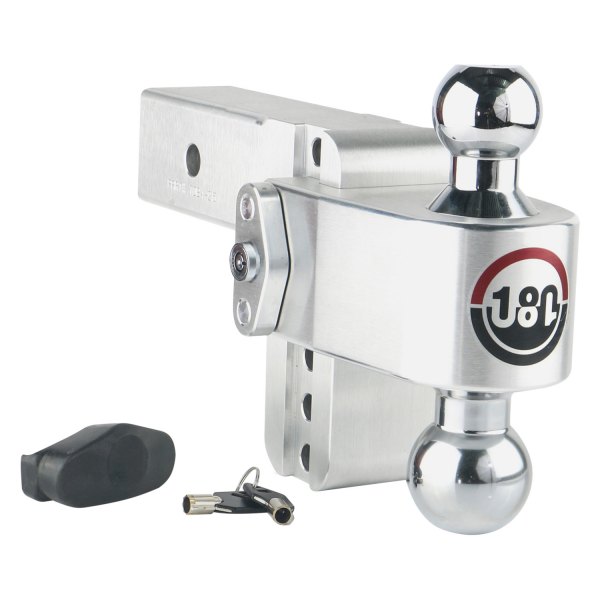 Weigh Safe® - 180 Hitch Adjustable Dual Ball Mount 4"Drop with Dual Pin Keyed Lock, 8000 lb GWT / 18500 lb GWT