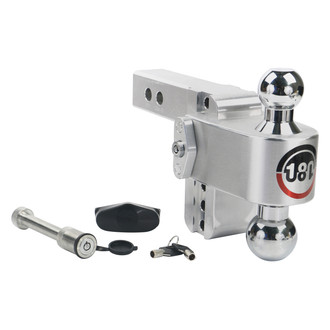 Weigh Safe® - Class 4 180 Hitch Adjustable 4" Drop Aluminum with Chrome Plated Balls Dual Ball Mount with Keyed Alike Key Lock and Hitch Pin for 2" Receivers