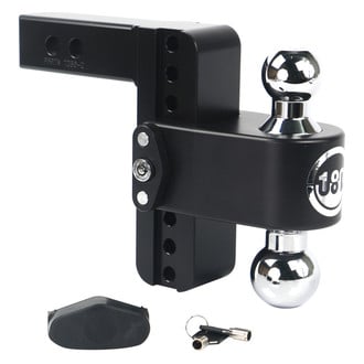 Weigh Safe® - Class 4 180 Hitch Adjustable 6" Drop Cerakote Black with Chrome Plated Balls Dual Ball Mount with Dual Pin Keyed Lock for 2" Receivers