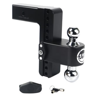 Weigh Safe® - Class 5 180 Hitch Adjustable 8" Drop Cerakote Black with Chrome Plated Balls Dual Ball Mount with Dual Pin Keyed Lock for 2-1/2" Receivers
