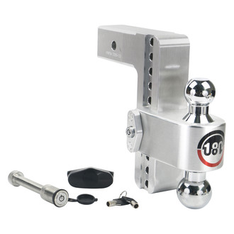 Weigh Safe® - Class 5 180 Hitch Adjustable 8" Drop Aluminum with Chrome Plated Balls Dual Ball Mount with Keyed Alike Key Lock and Hitch Pin for 2-1/2" Receivers