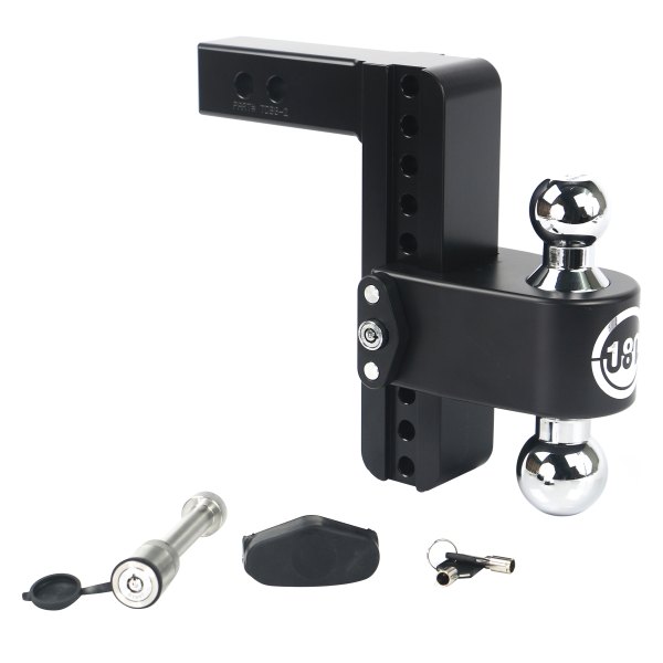 Weigh Safe® - 180 Hitch Adjustable Dual Ball Mount 8"Drop with Keyed Alike Key Lock and Hitch Pin, 8000 lb GWT / 12500 lb GWT