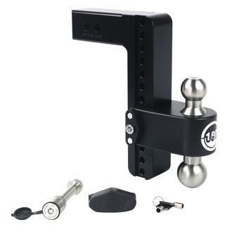 Weigh Safe® - Class 5 180 Hitch Adjustable 10" Drop Cerakote Black with Stainless Steel Balls Dual Ball Mount with Keyed Alike Key Lock and Hitch Pin for 2-1/2" Receivers