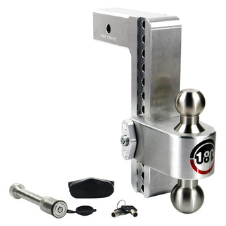 Weigh Safe® - Class 5 180 Hitch Adjustable 10" Drop Aluminum with Stainless Steel Balls Dual Ball Mount with Keyed Alike Key Lock and Hitch Pin for 2-1/2" Receivers