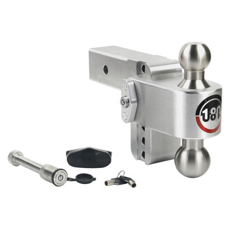 Weigh Safe® - Class 5 180 Hitch Adjustable 4" Drop Aluminum with Stainless Steel Balls Dual Ball Mount with Keyed Alike Key Lock and Hitch Pin for 2-1/2" Receivers