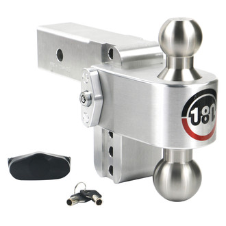 Weigh Safe® - Class 5 180 Hitch Adjustable 4" Drop Aluminum with Stainless Steel Balls Dual Ball Mount with Dual Pin Keyed Lock for 2-1/2" Receivers