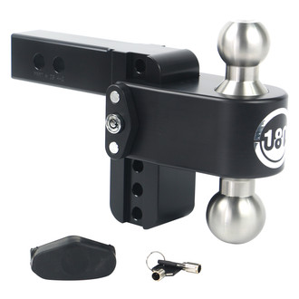 Weigh Safe® - Class 4 180 Hitch Adjustable 4" Drop Cerakote Black with Stainless Steel Balls Dual Ball Mount with Dual Pin Keyed Lock for 2" Receivers