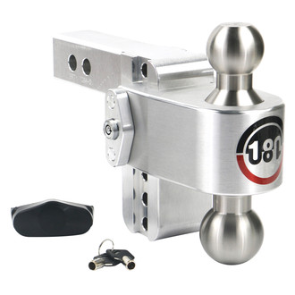 Weigh Safe® - Class 4 180 Hitch Adjustable 4" Drop Aluminum with Stainless Steel Balls Dual Ball Mount with Dual Pin Keyed Lock for 2" Receivers