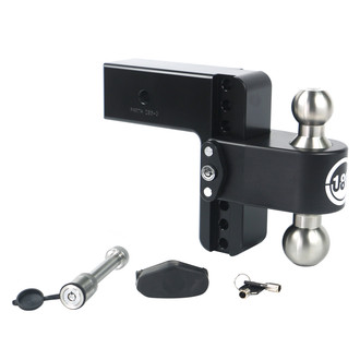 Weigh Safe® - Class 5 180 Hitch Adjustable 6" Drop Cerakote Black with Stainless Steel Balls Dual Ball Mount with Keyed Alike Key Lock and Hitch Pin for 3" Receivers