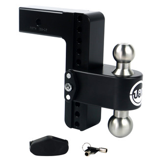 Weigh Safe® - Class 5 180 Hitch Adjustable 8" Drop Cerakote Black with Stainless Steel Balls Dual Ball Mount with Dual Pin Keyed Lock for 2-1/2" Receivers