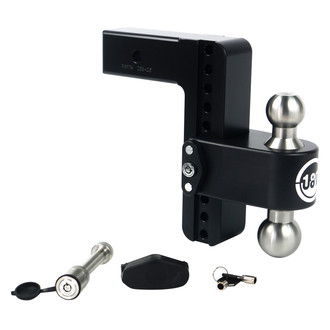 Weigh Safe® - Class 5 180 Hitch Adjustable 8" Drop Cerakote Black with Stainless Steel Balls Dual Ball Mount with Keyed Alike Key Lock and Hitch Pin for 2-1/2" Receivers
