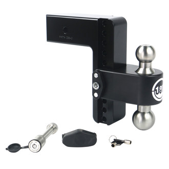 Weigh Safe® - Class 5 180 Hitch Adjustable 8" Drop Cerakote Black with Stainless Steel Balls Dual Ball Mount with Keyed Alike Key Lock and Hitch Pin for 3" Receivers
