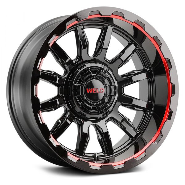 WELD OFF-ROAD® - GAUNTLET W138 Gloss Black with Red Milled Accents