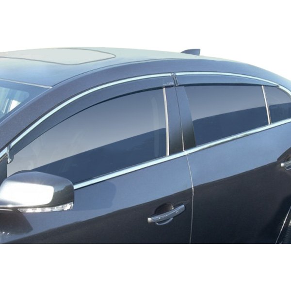 WELLvisors® - Tape-On Smoke Front and Rear Side Window Deflectors with Chrome Trim