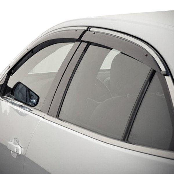 WELLvisors® - Tape-On Smoke Front and Rear Side Window Deflectors with Chrome Trim