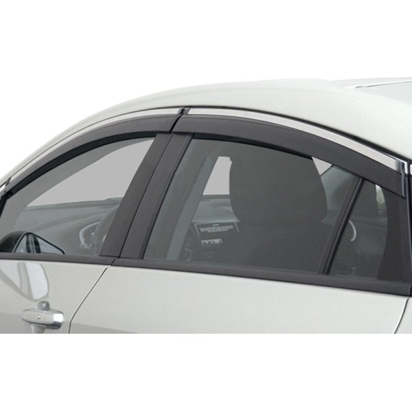 WELLvisors® - Tape-On Smoke Front and Rear Side Window Deflectors with Chrome Trim