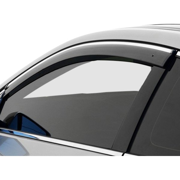 WELLvisors® - Tape-On Smoke Front Side Window Deflectors with Chrome Trim