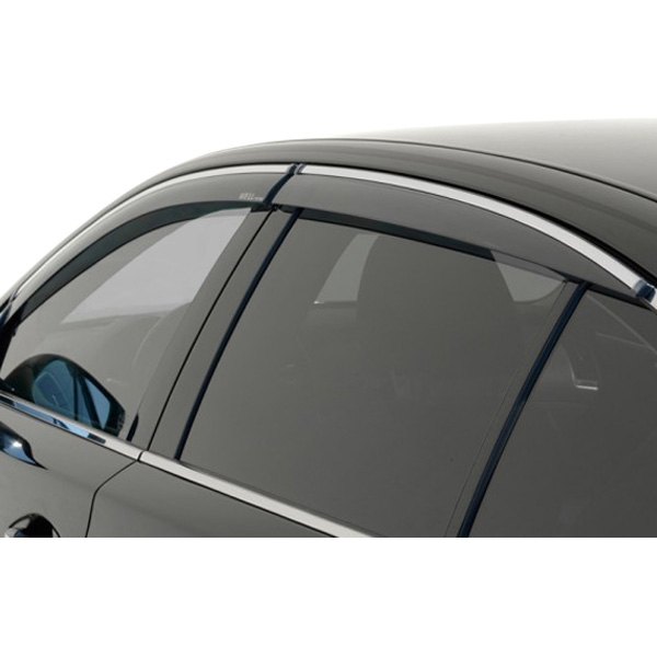 WELLvisors® - Tape-On Smoke Front and Rear Side Window Deflectors with Chrome Trim