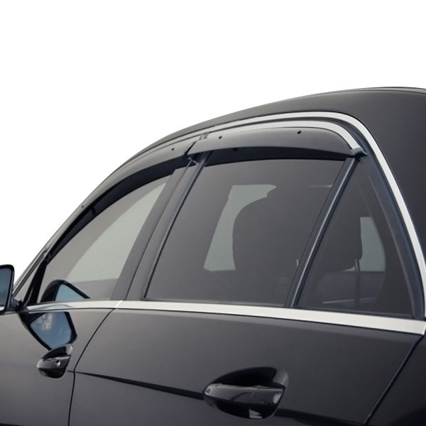 WELLvisors® - Tape-On Smoke Front and Rear Side Window Deflectors with Chrome Trim