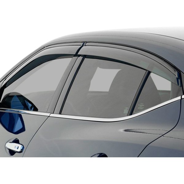 WELLvisors® - Tape-On Smoke Front and Rear Side Window Deflectors with Black Trim