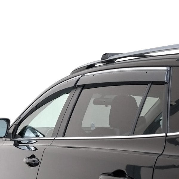 WELLvisors® - Tape-On Smoke Front and Rear Side Window Deflectors with Chrome Trim