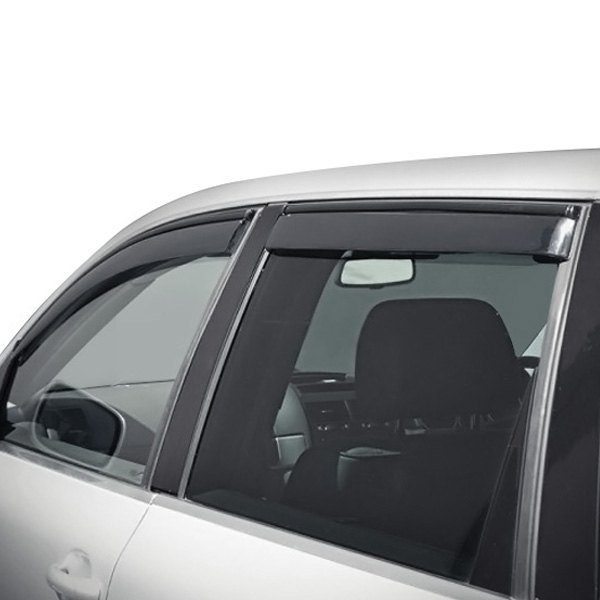 WELLvisors® - Tape-On Smoke Front and Rear Side Window Deflectors with Black Trim