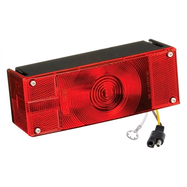 Wesbar® - Driver Side Waterproof 8" 8-Function Square Surface Mount Tail Light with Molded 2-Way Plug and Ring Terminal Ground